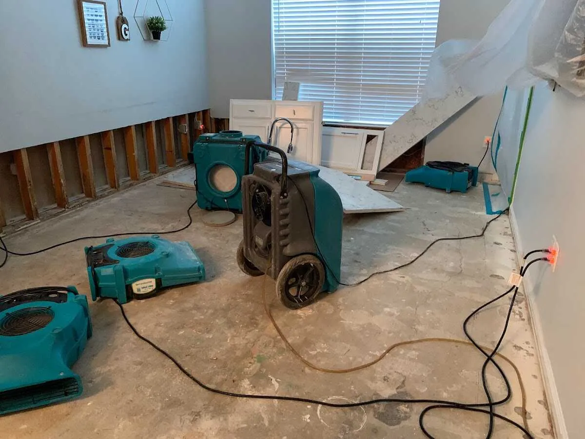 Dehumidifier in flood-cut room for Water Damage Restoration in Chattanooga